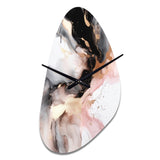 Pink Black Textured Splash Marble I - Asymmetric Metal Wall Clock