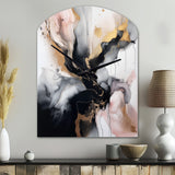 Pink Black Textured Splash Marble II - Asymmetric Metal Wall Clock