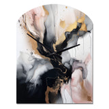 Pink Black Textured Splash Marble II - Asymmetric Metal Wall Clock