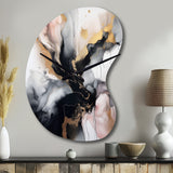 Pink Black Textured Splash Marble II - Asymmetric Metal Wall Clock