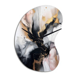 Pink Black Textured Splash Marble II - Asymmetric Metal Wall Clock