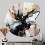 Pink Black Textured Splash Marble II - Asymmetric Metal Wall Clock