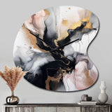 Pink Black Textured Splash Marble II - Asymmetric Metal Wall Clock