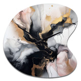 Pink Black Textured Splash Marble II - Asymmetric Metal Wall Clock