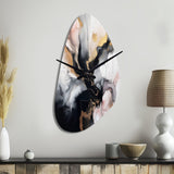 Pink Black Textured Splash Marble II - Asymmetric Metal Wall Clock