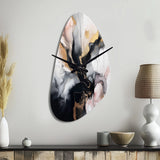 Pink Black Textured Splash Marble II - Asymmetric Metal Wall Clock
