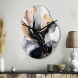Pink Black Textured Splash Marble II - Asymmetric Metal Wall Clock