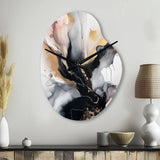 Pink Black Textured Splash Marble II - Asymmetric Metal Wall Clock
