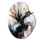 Pink Black Textured Splash Marble II - Asymmetric Metal Wall Clock
