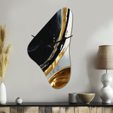 Black Gold Abstract Shapes Marble I - Asymmetric Metal Wall Clock