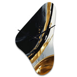 Black Gold Abstract Shapes Marble I - Asymmetric Metal Wall Clock