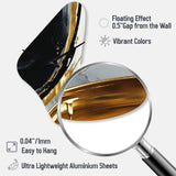 Black Gold Abstract Shapes Marble I - Asymmetric Metal Wall Clock