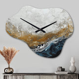 Grey Gold Modern Abstract Contemporary II - Asymmetric Metal Wall Clock