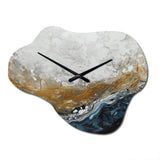 Grey Gold Modern Abstract Contemporary II - Asymmetric Metal Wall Clock