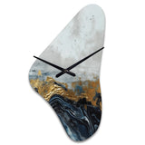 Grey Gold Modern Abstract Contemporary III - Asymmetric Metal Wall Clock