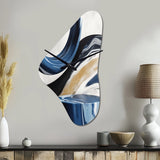 Blue Cream Bold Shapes Marble - Asymmetric Metal Wall Clock