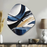 Blue Cream Bold Shapes Marble - Asymmetric Metal Wall Clock