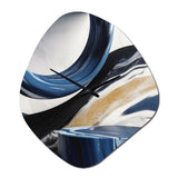 Blue Cream Bold Shapes Marble - Asymmetric Metal Wall Clock