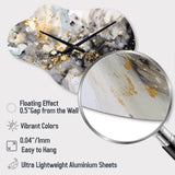 Grey Gold Delicate Abstract Brushstrokes II - Asymmetric Metal Wall Clock