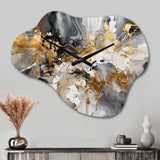Grey Gold Delicate Abstract Brushstrokes IV - Asymmetric Metal Wall Clock