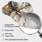 Grey Gold Delicate Abstract Brushstrokes IV - Asymmetric Metal Wall Clock