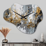 Black And White Delicate Brushstrokes I - Asymmetric Metal Wall Clock