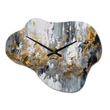 Black And White Delicate Brushstrokes I - Asymmetric Metal Wall Clock