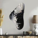 Black And White Delicate Brushstrokes II - Asymmetric Metal Wall Clock