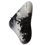 Black And White Delicate Brushstrokes II - Asymmetric Metal Wall Clock