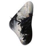 Black And White Delicate Brushstrokes II - Asymmetric Metal Wall Clock