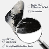 Black And White Delicate Brushstrokes II - Asymmetric Metal Wall Clock