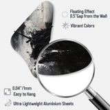 Black And White Delicate Brushstrokes II - Asymmetric Metal Wall Clock