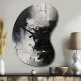 Black And White Delicate Brushstrokes II - Asymmetric Metal Wall Clock