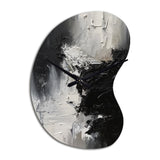 Black And White Delicate Brushstrokes II - Asymmetric Metal Wall Clock