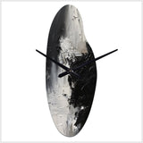 Black And White Delicate Brushstrokes II - Asymmetric Metal Wall Clock