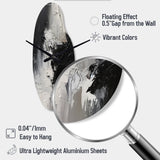 Black And White Delicate Brushstrokes II - Asymmetric Metal Wall Clock