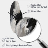Black And White Delicate Brushstrokes II - Asymmetric Metal Wall Clock