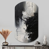 Black And White Delicate Brushstrokes II - Asymmetric Metal Wall Clock