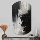 Black And White Delicate Brushstrokes II - Asymmetric Metal Wall Clock