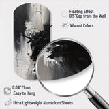 Black And White Delicate Brushstrokes II - Asymmetric Metal Wall Clock