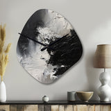 Black And White Delicate Brushstrokes II - Asymmetric Metal Wall Clock