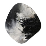 Black And White Delicate Brushstrokes II - Asymmetric Metal Wall Clock