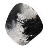 Black And White Delicate Brushstrokes II - Asymmetric Metal Wall Clock