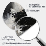 Black And White Delicate Brushstrokes II - Asymmetric Metal Wall Clock