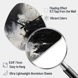 Black And White Delicate Brushstrokes II - Asymmetric Metal Wall Clock