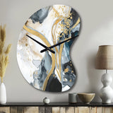 Marble Painting Textured V - Asymmetric Metal Wall Clock