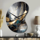 Shapes And Lines Abstract Marble II - Asymmetric Metal Wall Clock