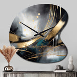 Shapes And Lines Abstract Marble II - Asymmetric Metal Wall Clock