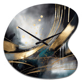 Shapes And Lines Abstract Marble II - Asymmetric Metal Wall Clock