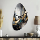 Shapes And Lines Abstract Marble II - Asymmetric Metal Wall Clock